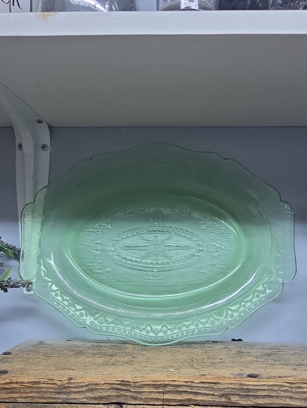 Vintage Federal Uranium Green Glass 11" Platter